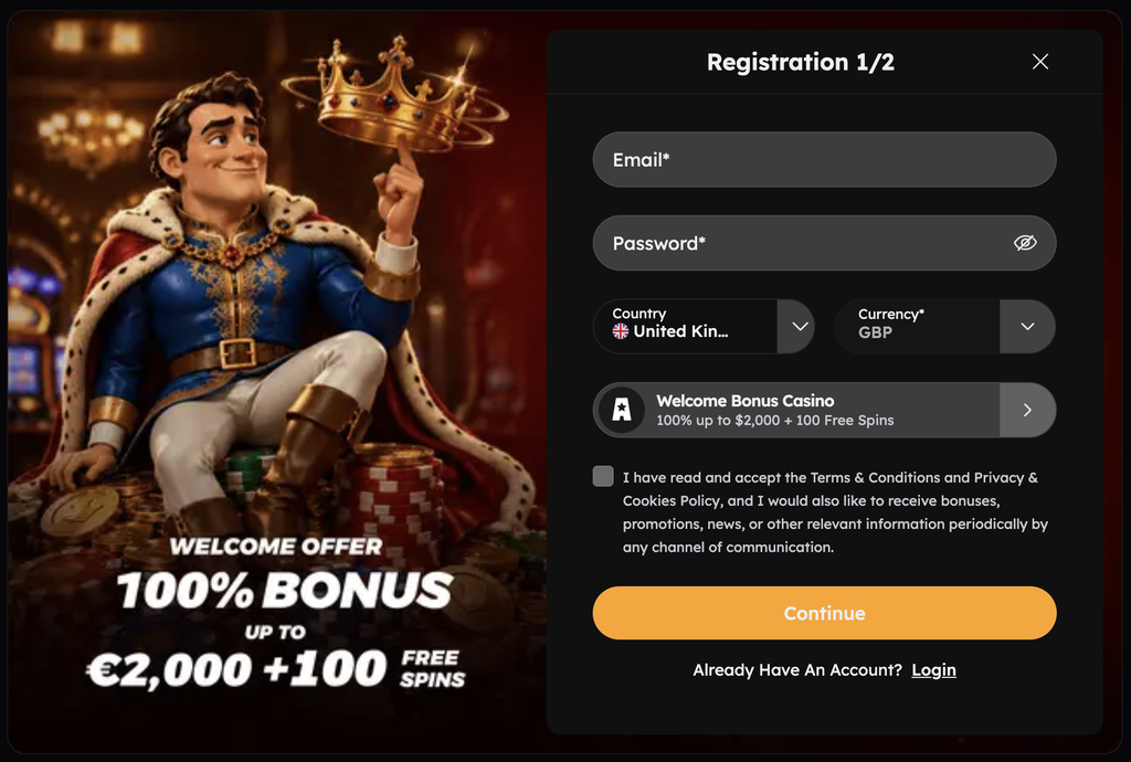 credit card casino registration